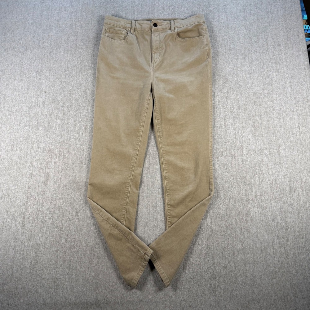 Loft Corduroy Pants Women 8/29 Tan High Waist Skinny Stretch Khaki Trousers